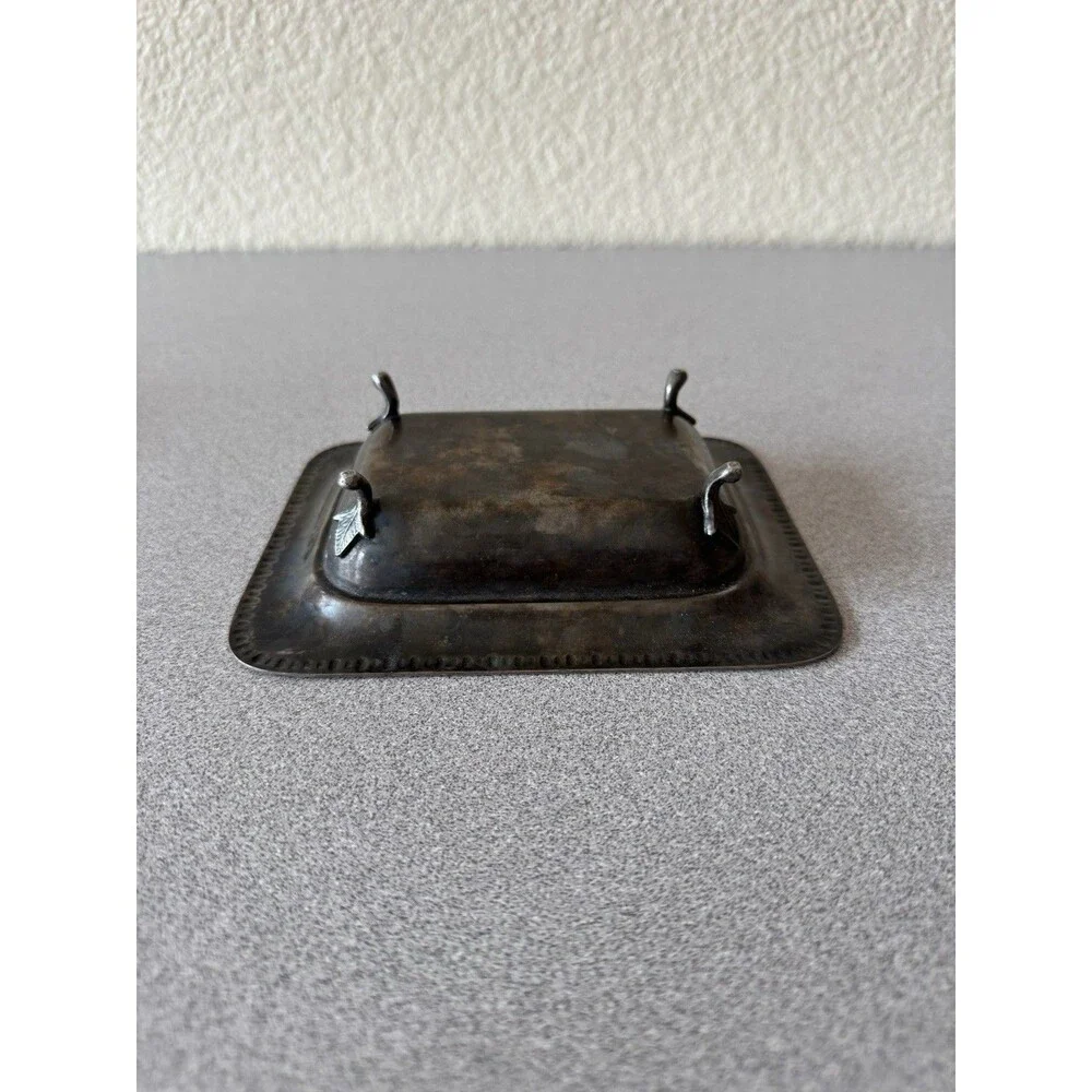 Vintage Silverplate Footed Butter Dish w/ Glass Insert Covered Butter Server 6”